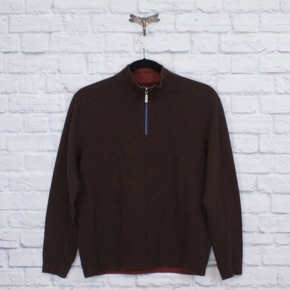 Tommy Bahama Other - Tommy Bahama Brown Quarter Zip Long Sleeves Pullover Sweater Size Large